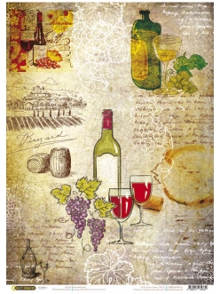 Рисовая бумага для декупажа Карта вин, 21x29,7см, Craft Premier