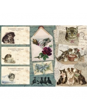 Рисовая бумага CP04471 "Открытки с кошками", 28,2х38,4см, Craft Premier (Россия)