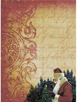 Рисовая новогодняя бумага для декупажа Дед мороз и птичка, 28,2х38,4 см, Craft Premier  