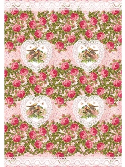 Рисовая бумага для декупажа Розы сердечки, 28,2х38,4 см, Craft Premier CP06297 