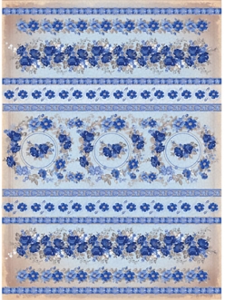 Рисовая бумага для декупажа Синие цветы и полоски, 21x29,7см Craft Premier  