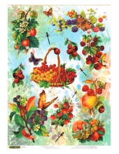 Рисовая бумага CPD0629 "Садовые ягоды", 28,2х38,4 см, Craft Premier (Россия)
