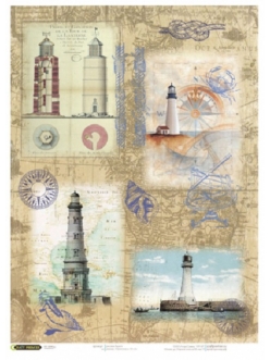 Рисовая бумага для декупажа Старые маяки, формат А4, Craft Premier  