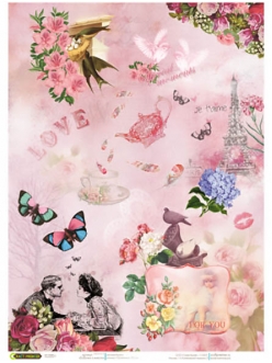 Рисовая бумага для декупажа Любовь и бабочки, 28,2х38,4 см, Craft Premier 