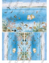 Рисовая бумага Decomania 5069 "Море, рыбки, кораллы", 35х50см,  20 г/м2