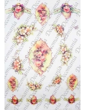 Рисовая бумага Decomania AM7705 "Розы в рамочках" (серия Sonie Ames), 35х50 см