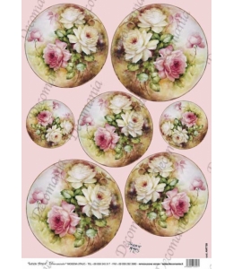 Рисовая бумага Decomania AM7728 "Очаровательные розы" серия Sonie Ames, 35х50 см