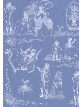 Бумага для декопатч 519 "ХIХ век, голубой фон", Decopatch (Франция), 30х40 см