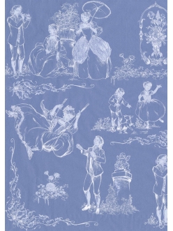 Бумага для декопатч 519 ХIХ век, голубой фон, Decopatch (Франция), 30х40 см