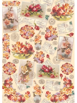 Декупажная карта Stamperia DFG334 Розы, открытки, письма, печати, 50х70 см