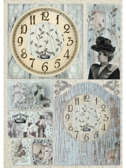 Декупажная карта Stamperia DFG392 "Старинные часы", 50х70 см