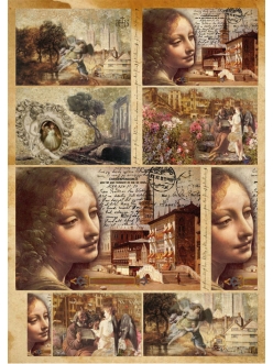 Декупажная карта Stamperia DFG393 "Живопись Леонардо", 50х70 см