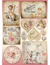 Декупажная карта Stamperia DFG395 "Старые открытки с ангелочками", 50х70 см