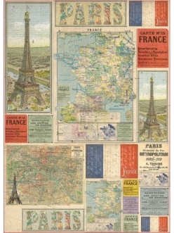 Декупажная карта Stamperia DFG442 "Карта Франции", 50х70 см