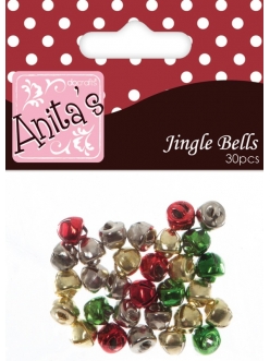 Бубенчики рождественские разноцветные Jingle Bells, металл, 30 шт, Anita`s