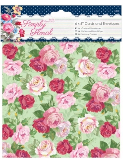Набор заготовок для открыток с конвертами Simply Floral, 15,3х15,3 см, 12 шт