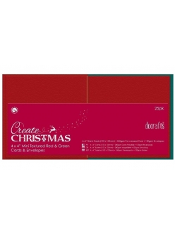 Набор заготовок для открыток с конвертами Цвет Рождества, Create Christmas, 10,2х10,2 см, Docrafts