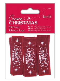 Бирки тканевые для скрапбукинга Merry Christmas, коллекция Create Christmas, 10 шт., DoCrafts