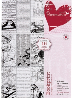 Набор бумаги для скрапбукинга Bookprint, 14,8х21 см, 32 листа, Papermania