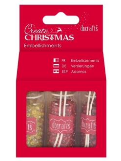 Набор декоративных элементов Бисер красный, коллекция Create Christmas, 3 вида, DoCrafts