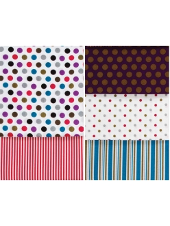 Набор ткани для скрапбукингаSpots & Stripes Jewels, 5 штук по 460 х 560 мм,  DoCrafts