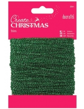 Шнур декоративный зеленый с люрексом Create Christmas, 20 м, DoCrafts