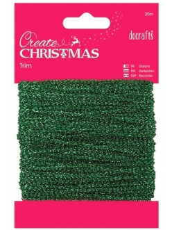 Шнур декоративный зеленый с люрексом Create Christmas, 20 м, DoCrafts