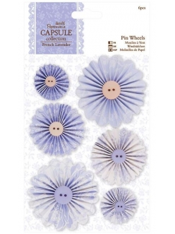 Набор декоративных украшений Цветочки круглые, коллекция French Lavender, 6 штук, Papermania