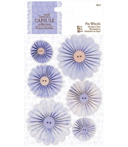 Набор декоративных украшений Цветочки круглые, коллекция French Lavender, 6 штук, Papermania