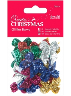 Набор бантиков Блеск Рождества, коллекция Create Christmas, 20 штук, DoCrafts