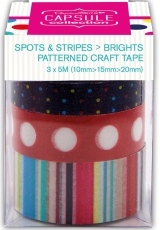 Набор лент самоклеящихся Spots & Stripes Brights, 3шт по 5 м, Papermania
