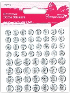Декоративные клеевые украшения "Серебряные мерцающие кружочки", 60 шт, Papermania