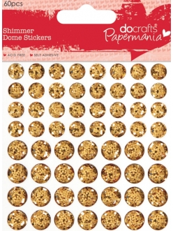 Декоративные клеевые украшения Золотые мерцающие  кружочки, 60 шт, Papermania