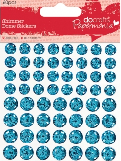 Декоративные клеевые украшения Синие мерцающие кружочки, 60 шт, Papermania