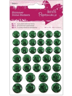 Декоративные клеевые украшения Мерцающие круги зеленые, 36 шт, Papermania