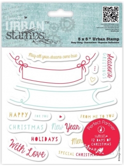 Набор резиновых штампов Пожелания, коллекция 12 Дней Рождества, 17 шт., DoCrafts