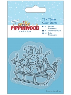 Новогодний силиконовый штамп Катание на санках Pippinwood Christmas
