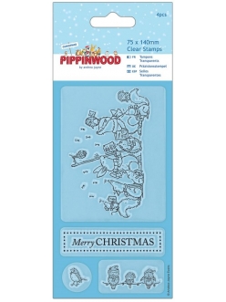 Набор новогодних силиконовых штампов Рождественские гимны, Pippinwood Christmas