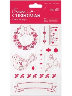 Набор новогодних силиконовых штампов Рождественские сюжеты, Create Christmas, DoCrafts