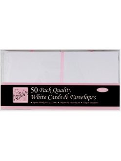 Набор заготовок для открыток с конвертами, 13,5х13,5 см, белый, ANITA'S, 50 шт
