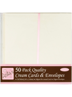 Набор заготовок для открыток с конвертами, 10,5х21,0 см, кремовый, ANITA'S, 50 шт