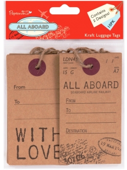 Набор бирок для багажа, коллекция "All Aboard", 2 дизайна по 5 штук, Papermania, DoCrafts