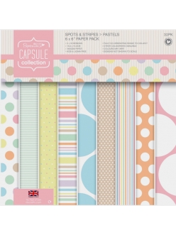 Набор бумаги для скрапбукинга Spots & Stripes Pastels, 32 листа, 15,2х15,2 см, Papermania 