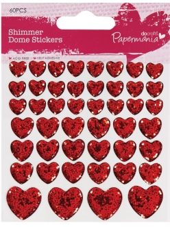 Декоративные клеевые украшения "Мерцающие сердечки", 46 шт, Papermania