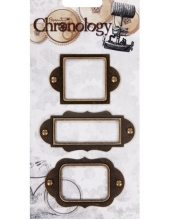 Набор декоративных элементов "Таблички рамочки", коллекция Chronology, металл, 3 шт., Papermania 
