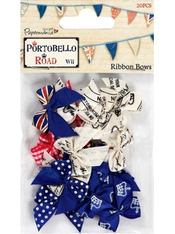Набор бантиков "Флаг Соединенного Королевства", 20 шт, коллекция Portobello Road, Docrafts