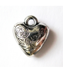 Подвеска "Сердце Love", цвет старое серебро, 12х14 мм, пластик, EFCO