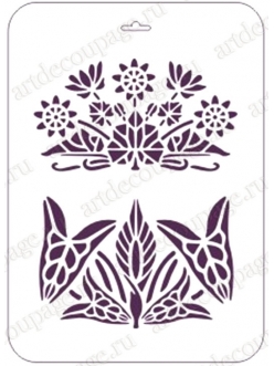 Трафарет для декора Цветы и листья, Трафарет-Дизайн, 21х31 см