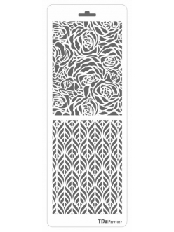 Трафарет двойной Розы и листья, Трафарет-Дизайн, 11,5х32 см