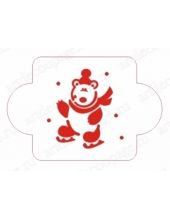 Трафарет новогодний EDNG044 "Белый медведь на коньках", 10х10 см, Трафарет-Дизайн